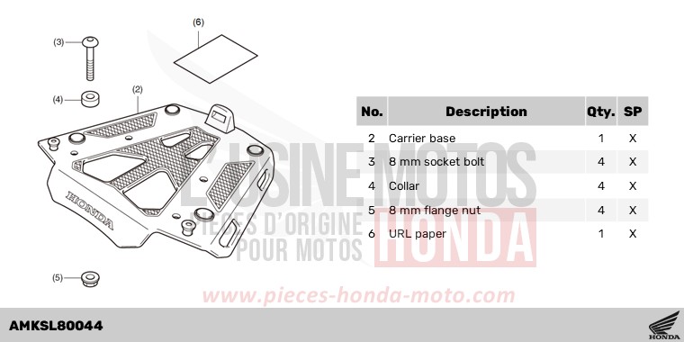 KIT,CARRIER BRKT (AL) de Africa Twin DCT GRAND PRIX RED (R380B) de 2023